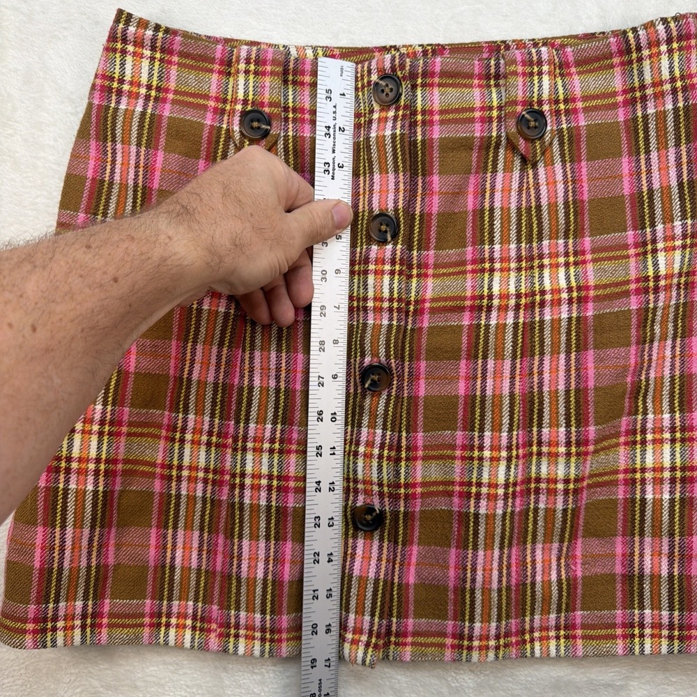 Maeve Anthropologie Plaid Mini Skirt Preppy Academia Button Front Women's 12 - Picture 3 of 8